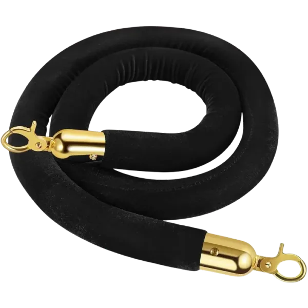 Black velvet rope with gold end caps