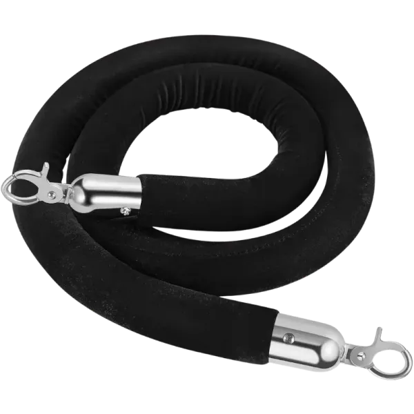 Black velvet rope with silver end caps