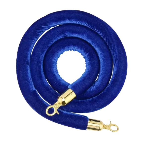 Blue velvet rope with gold end caps