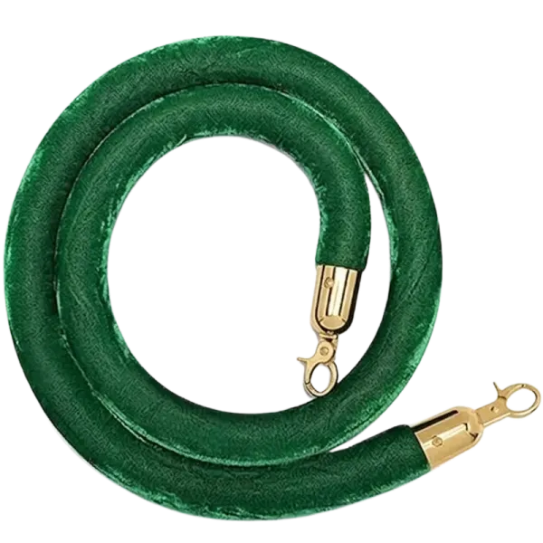Dark green velvet rope with gold end caps