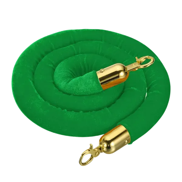 Green velvet rope with gold end caps