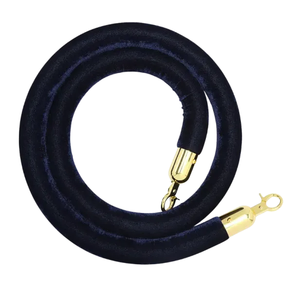 Navy velvet rope with gold end caps