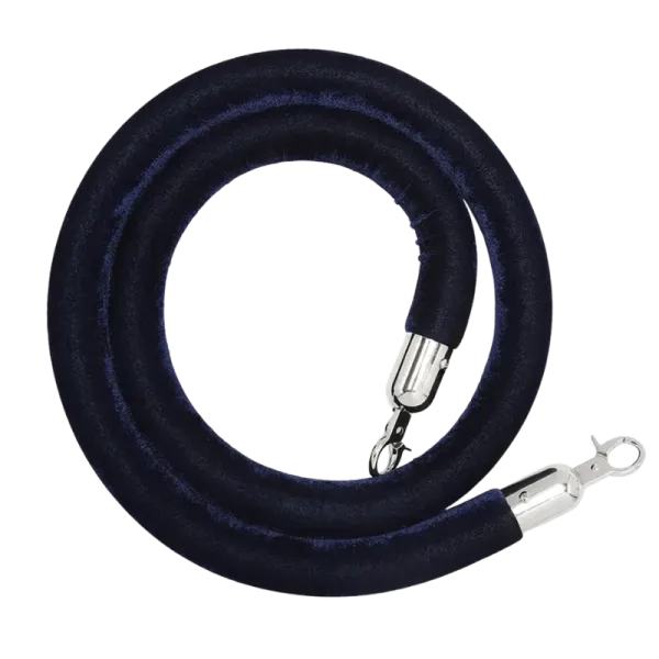 Navy velvet rope with silver end caps