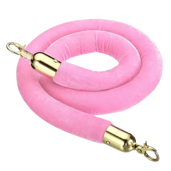 Pink velvet rope with gold end caps