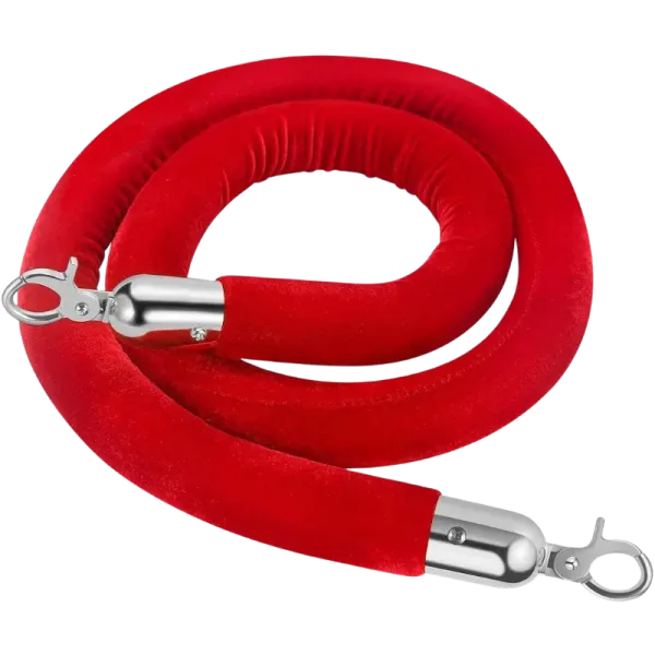 Red velvet rope with silver end caps